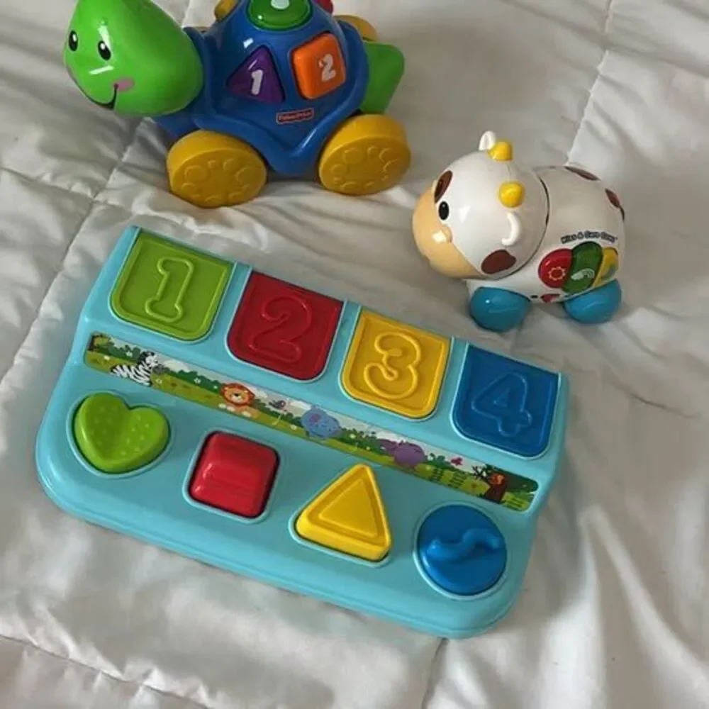 Fisher-Price Pop-Up Activity Toy, Musical Turtle, and Cow Toy Bundle